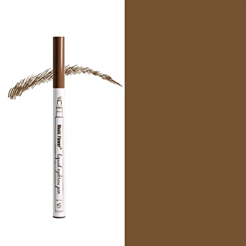 Music Flower Eyebrow Pencil, Chestnut Brow Pencil, Waterproof Brow Pen with 4 Micro-Fork Tip, Smudgeproof Fine Sketch Long Lasting Pen