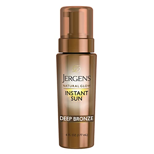 Jergens Natural Glow Instant Sun Sunless Tanning Mousse for Body, Deep Bronze, 6 Ounces