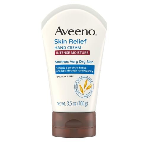 Aveeno Skin Relief Intense Moisture Hand Cream with Soothing Prebiotic Oat for Dry Skin, Sensitive Skin Cream Softens & Smooths Hands & Lasts Thr
