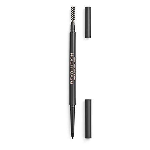 Makeup Revolution, Precise Brow Pencil, Dual Ended Eyebrow Pencil And Spoolie Brush, Fine Tip, Dark Brown, 9g