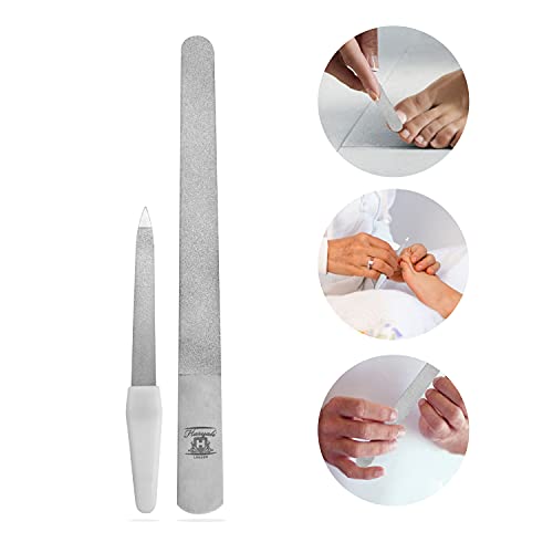 Haryali London Diamond Nail File - 20 cm Double Sided Professional Nail File for Tending Thick and Hard Natural Nails - Metal Nail File for Women