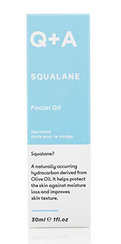 Q+A Squalane Facial Oil. A super hydrating, vegan facial oil derived from olive oil. 30ml/1fl.oz
