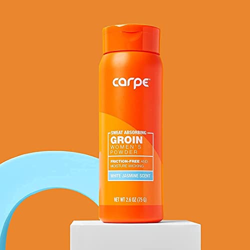 Carpe No-Sweat Groin Powder (For Women) - Designed for Maximum Sweat Absorption - Mess and Friction Free, Stop Chafing