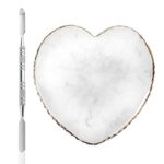 Sibba Resin Nail Art Palette with Nail Palette Stirring Rod, 2 in 1 Nail Art Painting Palettes Gold Edge Nail Holder Nail Art Display Board (Hear