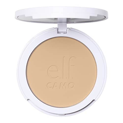 e.l.f. Camo Powder Foundation, Lightweight, Primer-Infused Buildable & Long-Lasting Medium-to-Full Coverage Foundation, Light 280 N