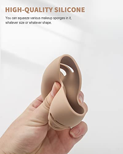 CORNERIA Integrated Makeup Sponge Travel Case, Silcone Washable Reusable Makeup Sponge Holder, Blender Holder Beauty Makeup Sponge Protective Car
