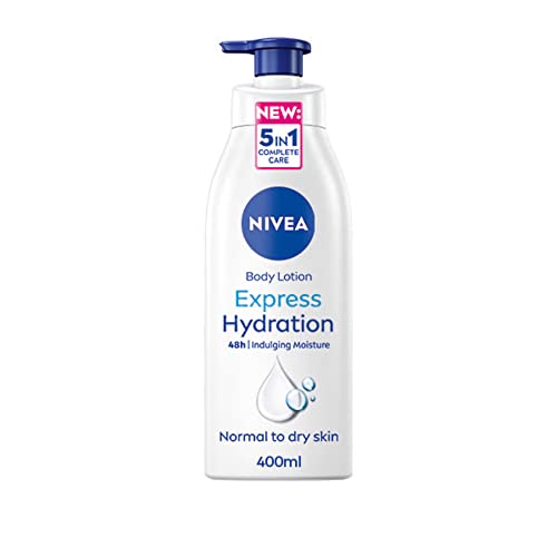 NIVEA Express Hydration Body Lotion, Fast Absorbing Moisturiser for Dry Skin Made with Deep Moisture Serum and Sea Minerals, Smooth Skin Body Lot