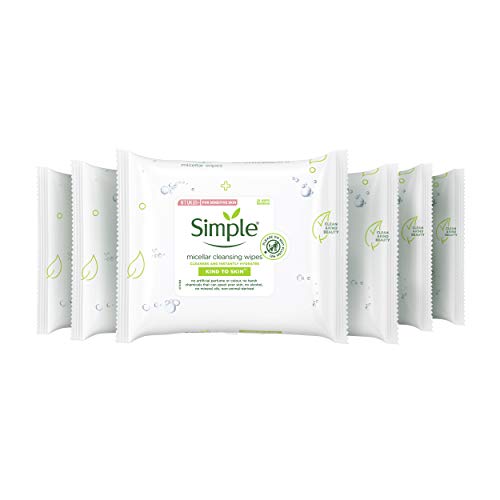 Simple Kind to Skin Micellar Cleansing Wipes 25 Face Wipes (Pack of 6, 150 Wipes total)