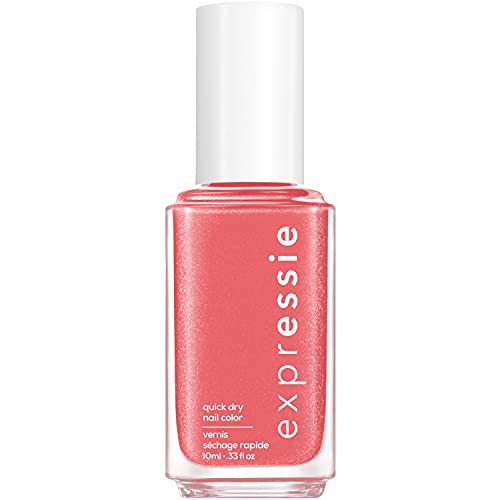 essie Expressie Nail Polish Quick Dry Formula, No Base Coat and Top Coat Needed, Vegan, Angled Brush, Pink Shimmer Nail Varnish 30 Trend and Snap