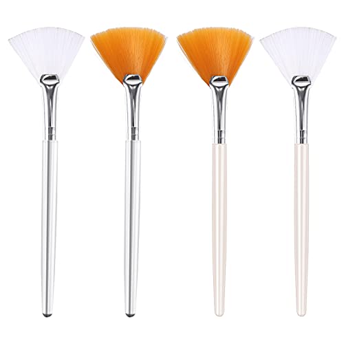 SAVITA 4Pcs Fan Brushes Fan Mask Brush Soft Facial Brushes Tools Facial Mask Applicator Brush Face Mask Brushes Makeup Brushes for Peel, Sleeping