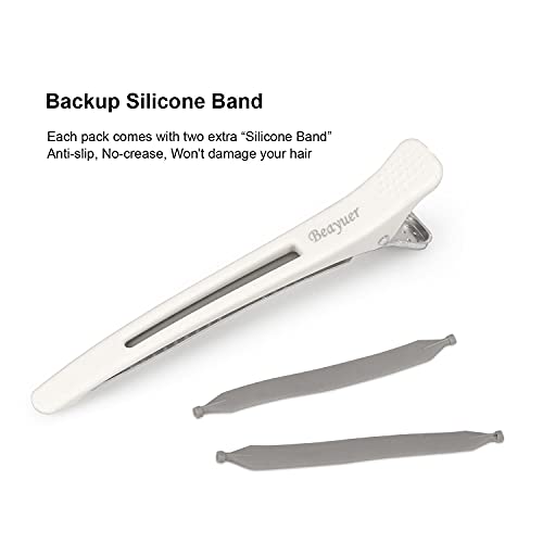 Beayuer Professional Salon Hair Clips 6 Pack Hair Clips for Styling and Sectioning Non Slip Hair Clips With Silicone Band No Trace Hair Clips for