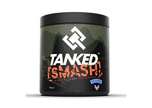Tanked Smash, Pre Workout Powder - 250g - Improve Focus & Intensity Levels (Blue Raspberry)