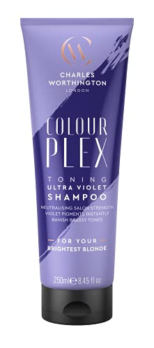 Charles Worthington Colourplex Toning Ultra Violet Shampoo, Purple Shampoo for Blonde Hair, Toning Shampoo for Blondes, Purple Pigment Shampoo, 2