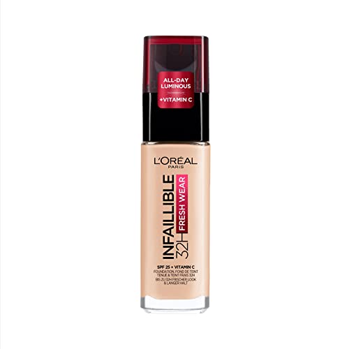 L'Oréal Paris Infallible 32H Fresh Wear Foundation, Full-coverage, Longwear, Weightless Smooth Finish, Water-proof and Transfer-proof, with Vitam