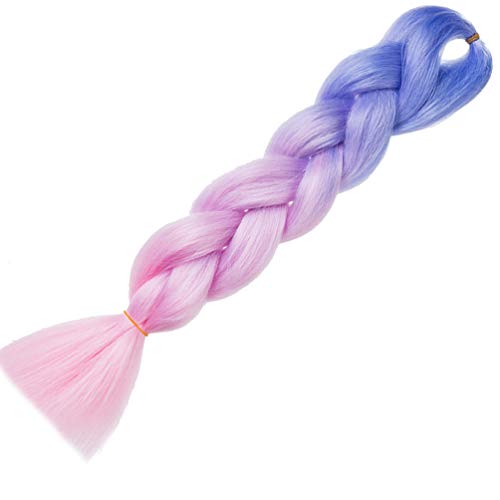 LDMY Hair for Braiding-Jumbo Braids, Long Colorful Ombre Pink Purple Jumbo Braiding Hair Extensions Kanekalon Jumbo Braid Wigs for Women Syntheti