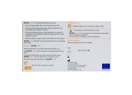 Blephaclean Daily Eyelid Wipes - Gentle Hygiene and Cleansing for Sensitive Skin | Suitable for Babies (3 Months and Up) | Preservative-Free | 20