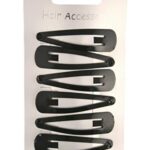 Set of 6 Black Enamelled Metal Hair Clips Snap Bendies Sleepies 5cm (2) by Pritties Accessories
