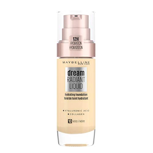 Maybelline Foundation, Dream Radiant Liquid Hydrating Foundation with Hyaluronic Acid and Collagen - Lightweight, Medium Coverage Up to 12 Hour H