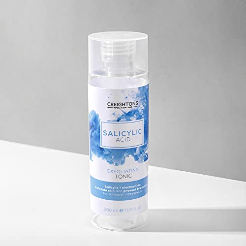 Creightons Salicylic Acid Exfoliating Tonic (200 ml) - Salicylic Acid (1%) & Niacinamide (1%), exfoliates skin and helps to prevent breakouts for