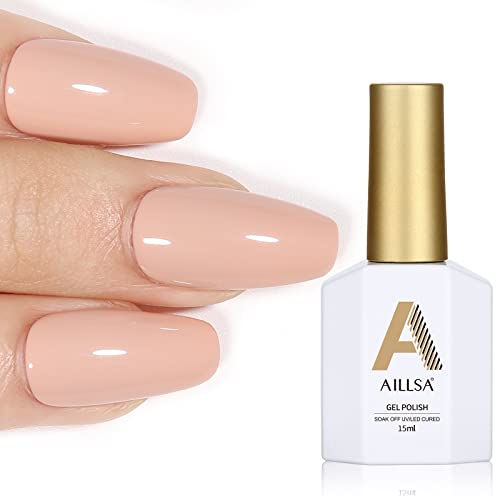 AILLSA White Gel Nail Polish, 15ml Soak Off U V Gel Polish, Color Gel Nail Varnish Long Lasting, Nail Art Manicure Set DIY at Home 1Pcs