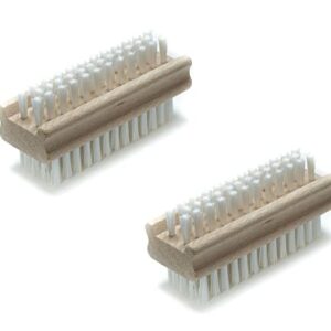 Wooden Nail Brushes for Cleaning Nails (2 Pcs) Non-slip Double-Sided Fingernail Scrubbing Brush Manicure Pedicure Supplies for Men Kids Women Ide