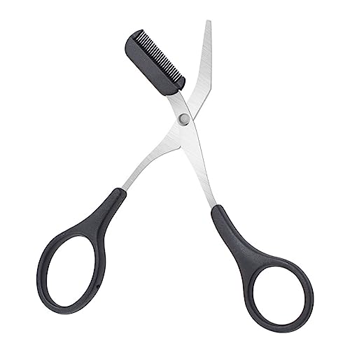 Eyebrow Trimmer Scissors with Comb, Professional Precision Trimmer Eyebrow Eyelash Hair Remover Cut Scissors Beauty Tool for Men Women (Black)