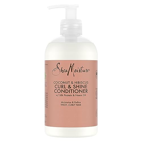 SheaMoisture Coconut & Hibiscus Curl & Shine Conditioner no silicones or sulphates for thick, curly hair 379 ml