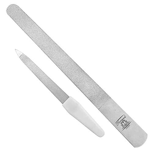 Haryali London Diamond Nail File - 20 cm Double Sided Professional Nail File for Tending Thick and Hard Natural Nails - Metal Nail File for Women