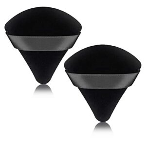 2 Pcs Powder Puff Face Triangle Make Up Sponges Soft Reusable Triangle Sponges with Strap for Loose Body Eyes Cosmetic Foundation Wet Dry Beauty