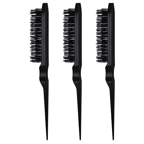 Fuyamp 3 Pcs Back Combing Brushes Teasing Hair Brush Set, Plastic Three Row Bristle Hair Brush Teasing Comb Grooming Combs Sturdy for Men Women H