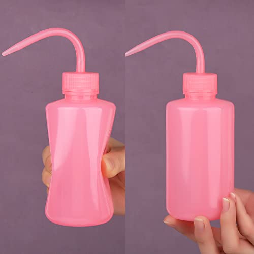 UNVOJL 2 Pieces Eyelash Washing Bottle with Cap 250ml Plastic Squeeze Bottle Eyelash Extension Tools for Beauty Salon (Pink)