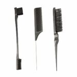 3Pcs Hair Brush Comb Set Slick Back Brush Bristle Hair Brush Teasing Hair Brush Rat Tail Comb Double Sided Edges Brush Grooming Combs Back Slicki