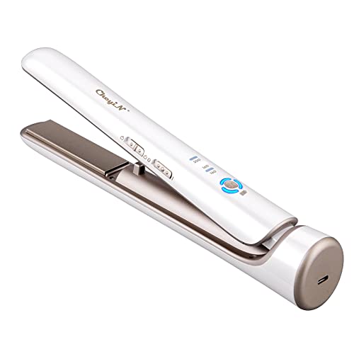 CkeyiN Cordless Straighteners, USB Wireless 2 in 1 Cordless Hair Straightener and Curler, Rechargeable with Long Battery Life, PTC Heating Plates