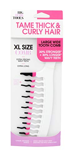 Big Hair Tools XL Size Wavy Wide Tooth Comb, White