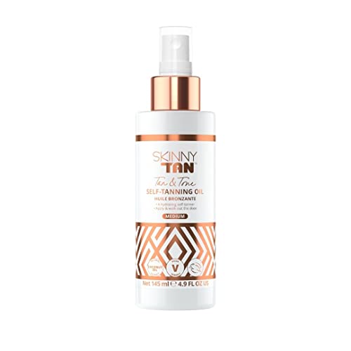 Skinny Tan Tan & Tone Self Tan Oil - Streak Free Natural Looking Fake Tan with Coconut Oil, Enriched with Guarana Extract to Tone & Firm Skin, Cr