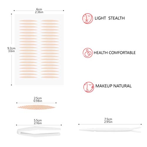 2400 Pieces Invisible Fiber Double Eyelid Tape Instant Lift Double Eyelid Sticker Tape with 2 Pieces Fork Rods Stickers Eyelid Lift Strips - for