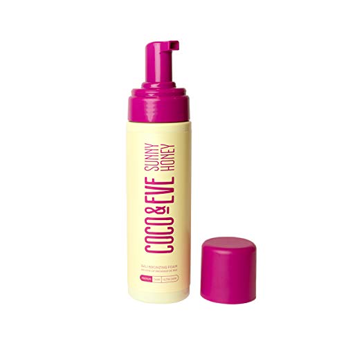 Coco & Eve Sunny Honey Bali Bronzing Foam. Natural Sunless Self Tanner Mousse. Anti Cellulite, Organic Sunless Self Tanning Lotion (Medium)