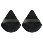 Wellehomi Makeup Powder Puffs Triangle Velour Powder Puffs Apply for Daily Makeup Such as Foundation,Cream,Blush (Black)