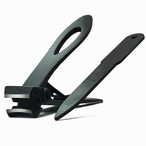 Nail Clippers for Thick Nails 15mm Wide Jaw Stainless Steel Fingernail and Toenail Clipper Set with Nail File Nail Cutter Accessories for Men and