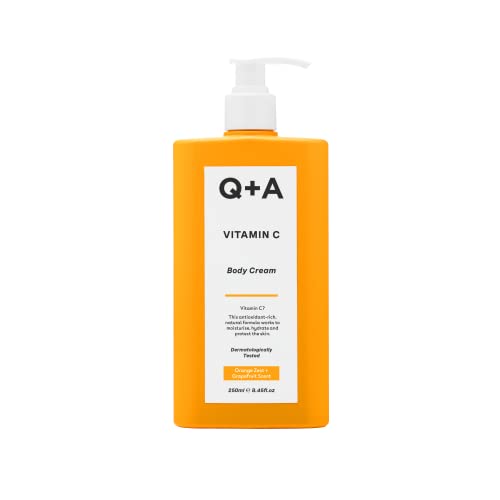 Q+A Vitamin C Body Cream, for hydrating body care with ingredients that promote moisturisation by mirroring the makeup of your skin, brighten ski