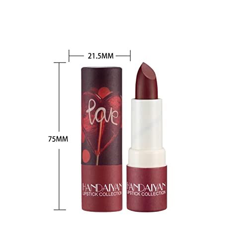 HANDAIYAN Lipstick,Nude Lipstick,Red Lipstick,Smooth,Waterproof,Highly Pigmented Lipsticks for Women Long Lasting (102#Nude Brown)