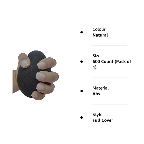 600 Pieces SQUARE False Nails SHORT Natural Full Cover Press On False Nail Tips - Professional Salon & Home Use.