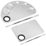 MEIYIDAY 2Pcs Makeup Mixing Palette Set, Stainless Steel Cosmetic Makeup Palette with 2 Spatula for Foundation Makeup Tools Eyeshadow Nail Art