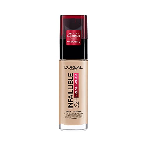 L'Oréal Paris Infallible 32H Fresh Wear Foundation, Full-coverage, Longwear, Weightless Smooth Finish, Water-proof and Transfer-proof, with Vitam
