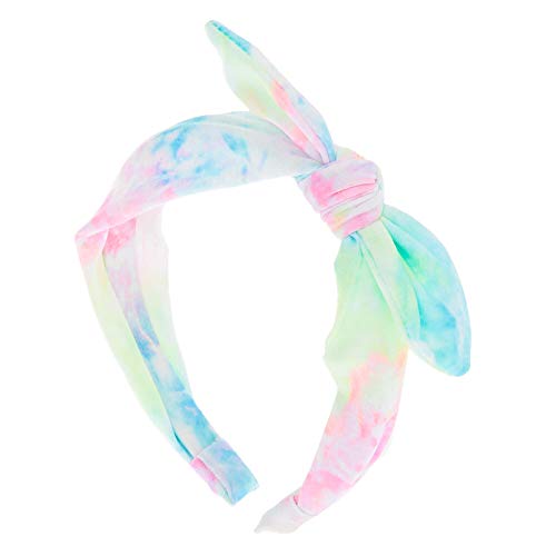 Claire's Knotted Bow Headband for Girls - Pastel Tie Dye
