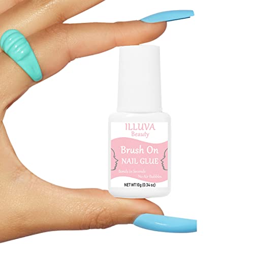 Extra Strong False Nail Glue for Acrylic Fake Nail Tips, Nail Adhesive Bond Glue for Stick Press on Nails (10 ML * 2, Clear)