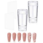 2 Pcs Nail Stamp Art Polish Tool Kit Clear Nail Stamper Silicone Jelly Stampers with 2 Pcs Scrapers DIY Nail Decor Jelly Nail Art Stamper Nail Ar