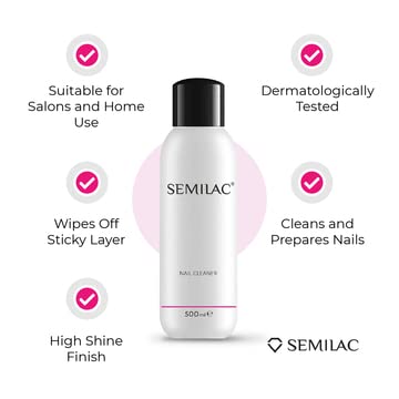 Semilac Nail Cleaner | 1000 ml | Nail Polish Residue Cleaner with Isopropanol | Multi-purpose Nail Degreaser for Nail Plates and for Removing Pol