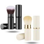 2 Pack Retractable Makeup Brush Telescopic Face Brush Retractable Face Kabuki Brush Round Powder Travel Makeup Brushes Powder Foundation Blush Po
