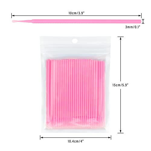 G2PLUS 200PCS Micro Applicators Brushes, Pink Disposable Micro Applicators, Disposable Eyelash Extension Swabs for Eyelashes Extensions